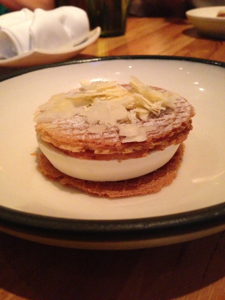 Cheddar Cheese Ice Cream Sandwich with fresh Vermont White Cheddar on top