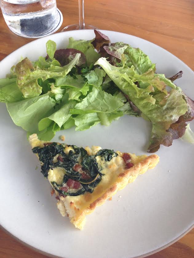 Alsatian Tart: dandelion greens, housemade ricotta, bacon lardons, green salad