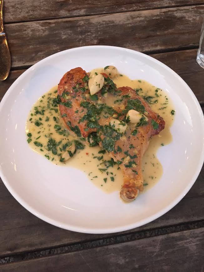 Some Amazing pastured chicken, preserved lemon, garlic confit